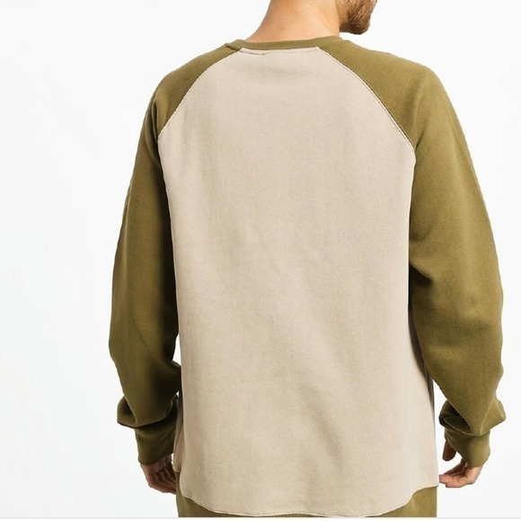 Burton Weir Sweatshirt Fleece Crew Neck Pullover Raglan Landscape Outdoor Tan S - Picture 2 of 12
